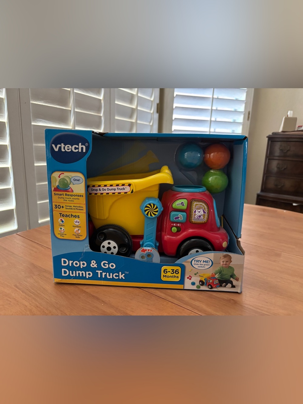 Vtech Drop & Go Dump Truck - Red, Yellow, Blue - New